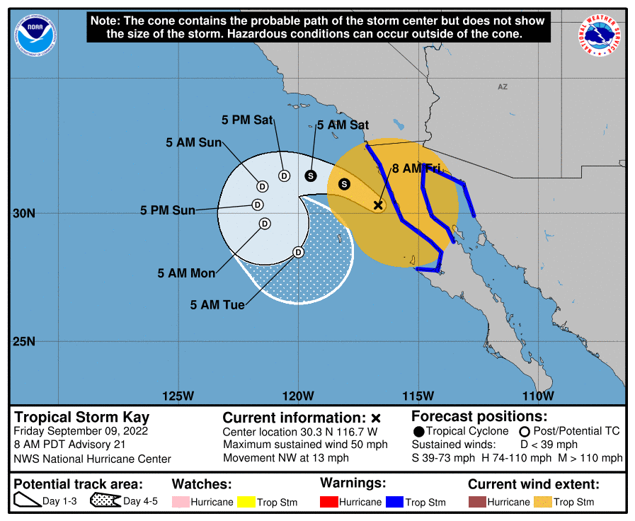 Hurricane Kay Trajectory